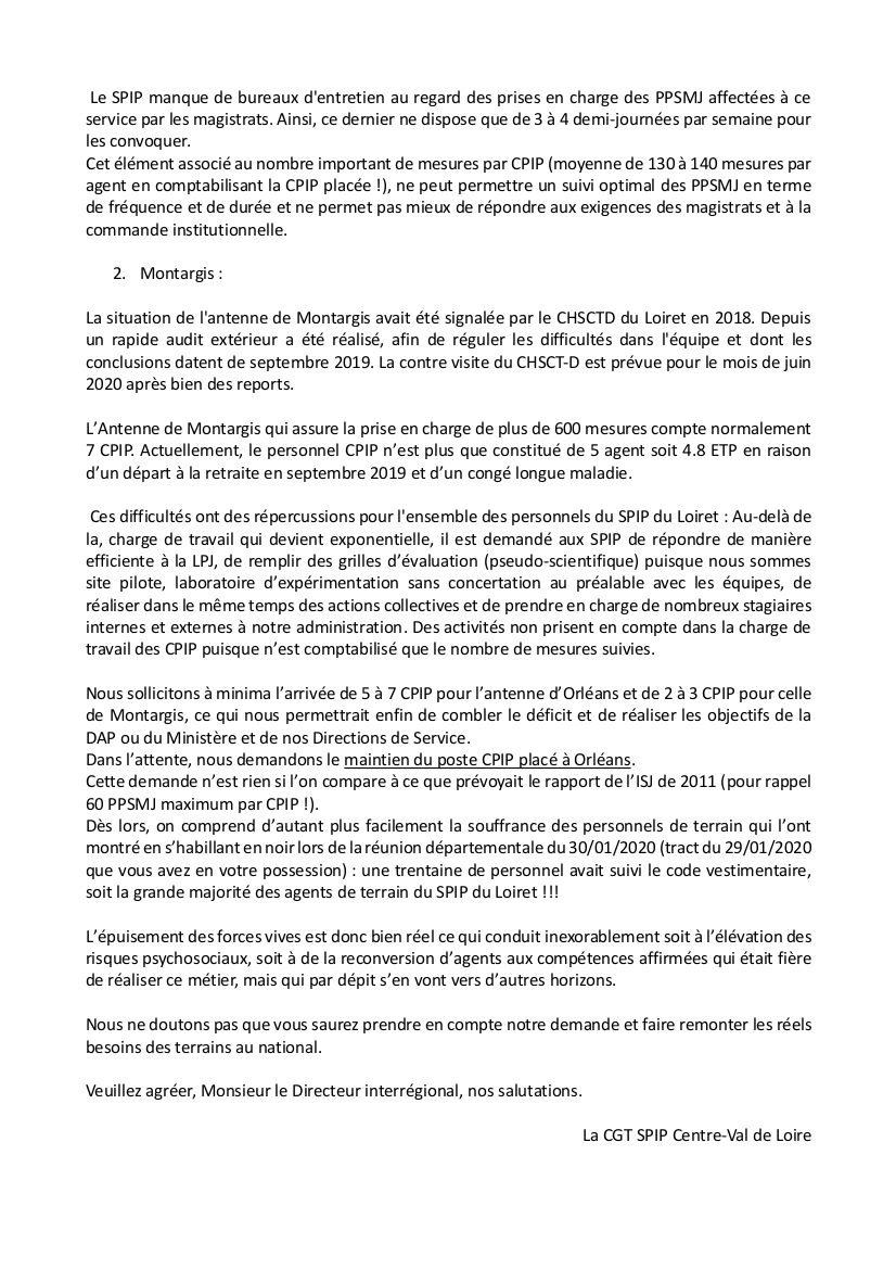 DBesoin en CPIP SPIP37, SPIP41, SPIP28, SPIP45 lettre ouverte au DI